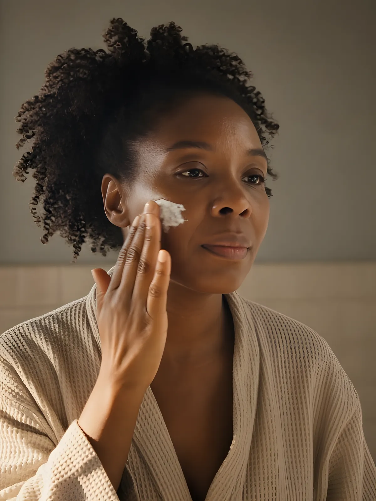 Woman applying moisturiser by a window, Skin Health DNA report