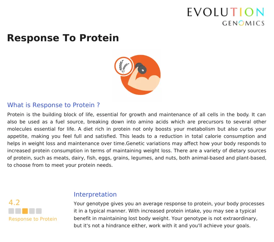 Sample DNA Story page: Response to Protein